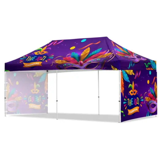 Coated Steel Sublimated Gazebo 6m x 3m - 2 Short Full-Wall Skins Branded